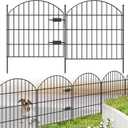 FOREHOGAR Metal Garden Fence with Gate 28in (H) x 11.7ft (L), 1 Gate + 4 Panels Rustproof Border Fence Animal Barrier for Dogs, No Dig Garden Fencing for Yard Backyard Landscape, ECG2827 Black