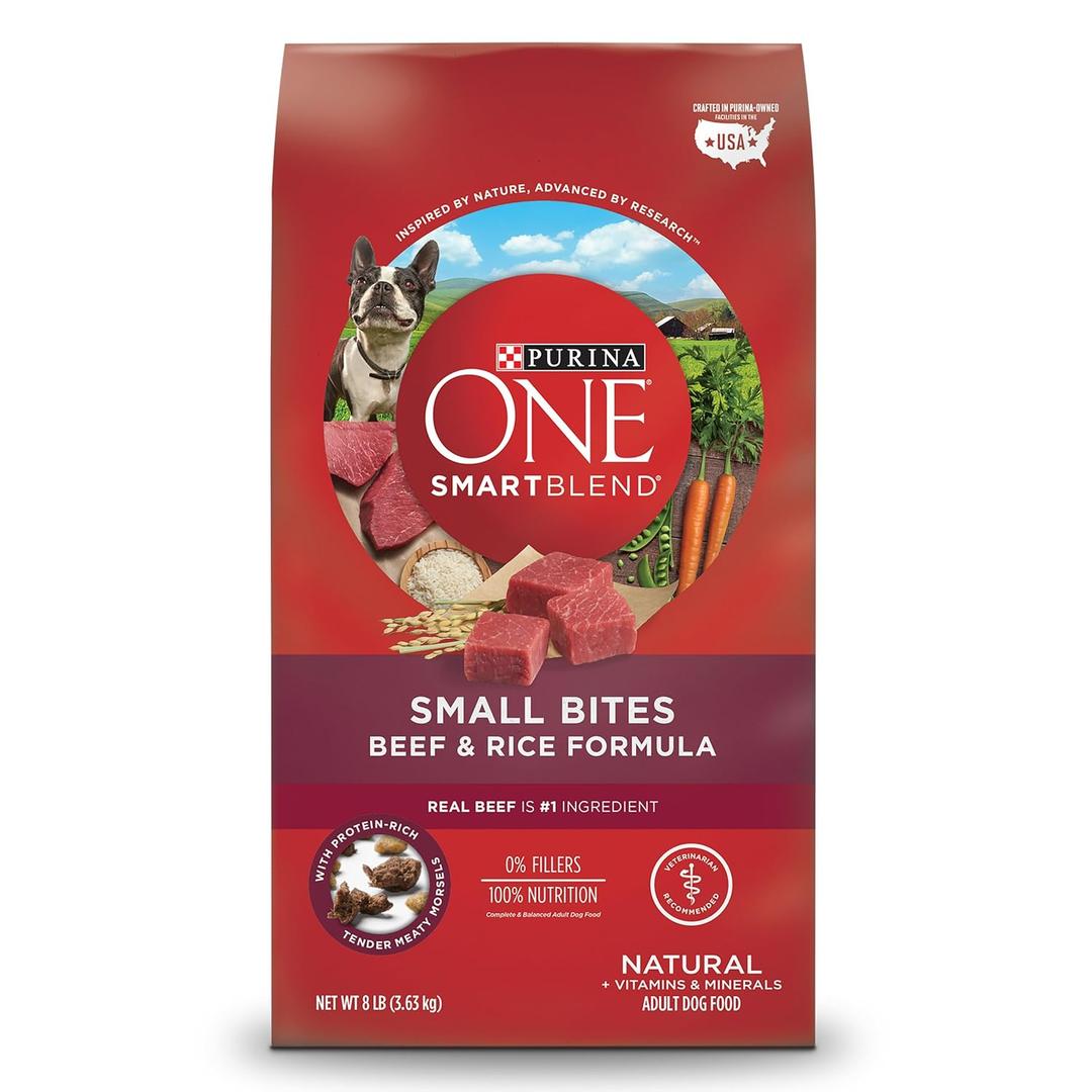 Purina ONE Natural Dry Dog Food; SmartBlend Small Bites Beef & Rice Formula - 8 lb. Bag (BB March 2026)