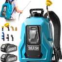 SEESII Backpack Sprayer Battery Powered, Leak-Proof 5-Gallon, Dual Battery Electric Sprayer with Telescopic Brass Wand & 7 Nozzles, 100 PSI Adjustable Pressure for Weed Lawn Garden Pest Control