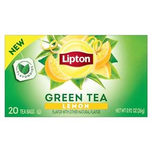 Lipton Lemon Green Tea Bags, Flavored, Unsweetened Teabags for Hot Tea or Iced Tea with Caffeine and Flavonoids, 6 PACK, BBD: SEP 08, 2025