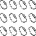 2 x Quick Links,Heavy Duty Chain Hooks Safety Chain Connector,TTZEZE SUS304 D Shape Locking Carabiner,Screw Chain Link Keychain for Outdoor,Fence,Gate,Pet Dog,Towing,Swing,Shade Sail,Bird Toys