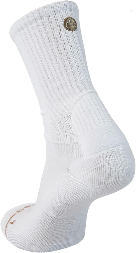 SHEZZA Anti-Blister Cushion Heel Padded Crew Sock-Breathable,Comfortable-seen on TikTok (Medium, White)