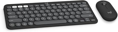 Logitech Pebble 2 Combo for Mac, Wireless Keyboard and Mouse, Slim, Quiet and Portable, Customizable, Bluetooth Mouse and Keyboard, EasySwitch, for macOS, iPadOS  Tonal Graphite