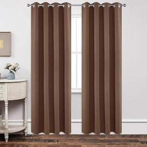 Joydeco Blackout Curtains 108 Inch Length 2 Panels Set, Thermal Insulated Long Curtains& Drapes 2 Burg, Room Darkening Grommet Drapes for Living Room Bedroom Window (W52 x L108 Inch, Brown)