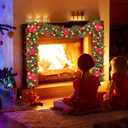 Christmas Garland with Lights, 9FT Lighted Christmas Garland with 30 LED, Prelit Garland Battery Operated Garland Christmas Decorations for Stairs Railing Fireplace Mantle Front Door Porch Home
