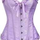SZIVYSHI Corset Tops for Women, Bustier Shapewear Lingerie, Lace Waist Push Up Bodysuit (X-Large, Lavender Frost Purple)