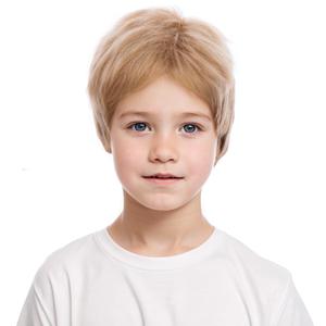 Boys Blonde Wig Kids Golden Blonde Wig Childrens Short Straight Daily Halloween Costume Synthetic Wigs