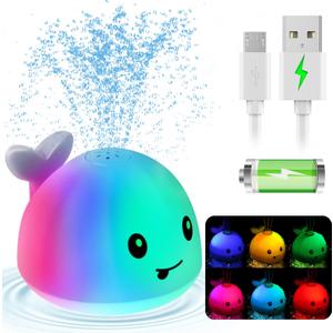 Gigilli Upgraded Baby Bath Toys, Rechargeable Light Up Bath Toys for Kids 1-3, Baby 6-12 12-18 Months Whale Bath Toy Sprinkler, Fountain Bathtub Toys Toddler Newborn Birthday Gifts