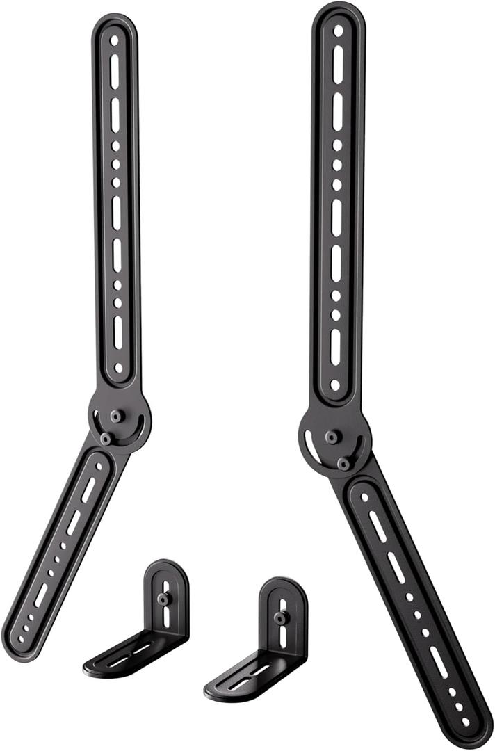 KAMIWI Soundbar Mount Mount for Above or Under TVs, TV Soundbar Bracket with 180 Degree Adjustable Swivel Arms for Maximum Compatibility, Fits the