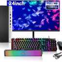 HP ProDesk 600 G4 SFF Desktop PC with New 24" FHD Monitor and RGB Speakers PC Set, Core i5-8500T, 32 GB RAM, 512 GB SSD, Keyboard & Mouse, Windows 10 Pro