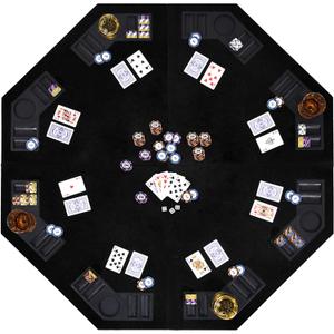 EVIEUN 48" 8-Player Foldable Poker Table Top Black, Casino Texas Hold'em Layout, Portable Anti-Slip Blackjack Poker Table Mat with Carrying Bag for Family Games Casino