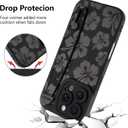 Fiyart Designed for iPhone 16 Pro Case Cute Flowers with Strap Soft TPU Phone Cover Protective Camera Lens Protection for Women Men Floral Bumper with Stand 6.3"-Black
