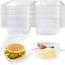 50 Pcs Clear Plastic Take Out Containers,Clear Plastic Square Hinged Food Container with Lids,Disposable Clamshell Dessert Containers for Salad,Pasta,Hamburger(5.3 x 4.7 x 2.8 in)