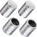 Tire Valve Stem Caps - (4 Pack) Premium Metal Air Caps with Plastic Liner, Durable, Corrosion Resistant and Leak-Proof, Universal Fit for Cars, Trucks, Motorcycles, and Bikes - Silver