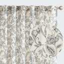 jinchan Floral Linen Blend Curtains for Living Room Black French Country Farmhouse 84 Inch Long Light Filtering Semi Sheer Kitchen Window Back Tab Curtains 2 Panels