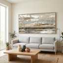 HUADAOART Abstract Wall Art Canvas Print Neutral Tones Beige Gray and Brown Framed Landscape Painting 40 x 20 in Artwork for Living Room Bedroom Wall Decor Ready to Hang for Office Dining Room
