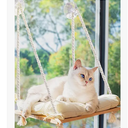 Cat Window Perch with IndustrialGrade Suction Cups  Solid Pine Wood Hammock Bed, Soft Cushion  42 lb Capacity for Cats Inside
