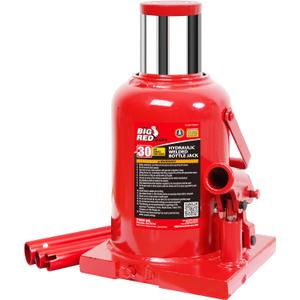 BIG RED T93007 Torin Hydraulic Stubby Low Profile Welded Bottle Jack, 30 Ton (60,000 lb) Capacity, Red (30 Ton - Standard)