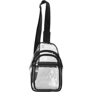 LATMAP Clear PVC Chest Bag Adjustable Breathable Straps Sling Bag for Concert Trips Airport