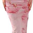 Floerns Women's Floral Print Off Shoulder Short Sleeve Ruched Bodycon Long Dress (Medium, Pink)
