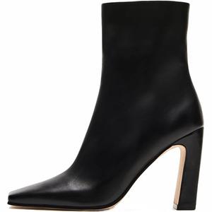 Lovee Cosee Black Ankle Boots for Women 2025 Booties for Women Chunky Heel Square Toe Heeled Boots Comfort Leather Fall Winter Party Office Date Night Travel Casual Outfit, Size 7.5