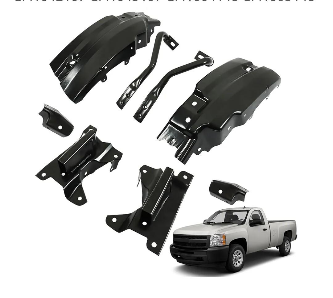 munirater 8Pcs Front Bumper Brace Bracket Steel Black Replacement for 2007-2013 Silverado 1500 GM1066180 GM1067180 GM1066179 GM1067179 GM1042107 GM1043107 GM1004148 GM1005148