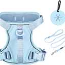 Petmolico Dog Harness for Small Dogs, Cute Harness Vest with Two Leash Clips and Soft Handle, Reflective Easy Walk Puppy Vest - Light Blue, Small