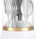 EXIN DECHEN 360 Rotation Silverware Organizer for Kitchen Counter,Utensil Holder Caddy Silverware Caddy Holder for Party,Spoon and Fork Organizer,7 Slots and Intermediate Drainage Device with Cover
