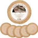 13 in Round Woven Placemats Plate Chargers Set of 6, Chargers for Dining Table Decor Boho Farmhouse Rustic Rattan Wicker Table Mats Jute Braided Place Mats Chargers for Dinner Plates (Natural Beige & Light Brown)