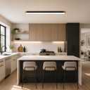 Qcyuui Modern LED Ceiling Light 48 Inch Wood Flush Mount Ceiling Light,5CCT