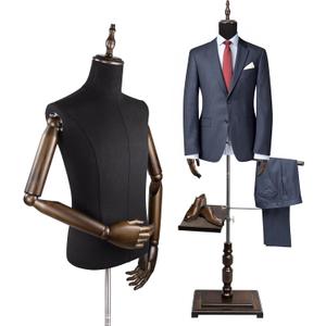 Male Dress Form Torso Male Mannequin Full Body | Height Adjustable 61"~78",Solid Wood Hands with Stand,Detachable Shoe Holder Pants Rack,for Clothing Retail Sewing Shop
