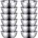 Pinkunn 12 Pcs Stainless Steel Mixing Bowls, Nesting Metal Salad Prep Bowls Bulk Reusable Baking Food Container Large Medium Small for Kitchen Hotel Restaurant Cooking, Silver (9.45 x 3.15 Inch)