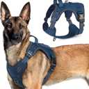 rabbitgoo Tactical Dog Harness for Large Dogs, No Pull Military Service Vest with Handle & Molle, Easy Control for Training Walking, Adjustable Reflective Straps, Blue, XL