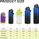 BJPKPK Insulated Water Bottle with Straw Lid, 18oz Thermo Water Bottles, Flex Handle & Non-slip Boot, BPA Free Leak Proof Stainless Steel Metal Thermo, Tumblers, Cups,Black Blue