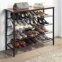 5-Tier Shoe Rack Organizer, Metal Mesh Shoe Storage Shelf, for Entryway, Hallway, Closet, Dorm Room, Industrial, Rustic Brown