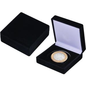 2Pcs Coin Display Case Velvet Black Challenge Coin Storage Presentation Box for Commemorative Coins Medals, 1 Slot, 50mm