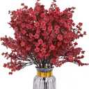 8Pcs Baby Breath Artificial Flowers,Real Touch Red Silk Flowers Bundles Fake Flowers for Vase Home Office Wedding Spring Winter Indoor Outdoor Centerpiece Table Party Decoration