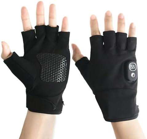 Portable Heating Gloves, Portable Heating Half-Finger Gloves with Digital Display, Intelligent Thermostatic Heated Half-Finger glovesGloves with Digital Display for Cold Winter