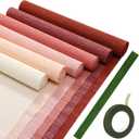 Gersoniel 57 Pcs Crepe Paper Flower DIY Kits 6 Rolls 35g Paper Crepe Sheets 50 Pcs Floral Iron Wire 10 Inch x 8 Feet 1 Roll 50 Meter for Birthday Party Wedding (Pink Series)