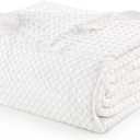 Utopia Bedding White 100% Cotton Waffle Blanket 300 GSM [Queen - 90x90 Inch] Soft Lightweight Breathable Bed Blanket for All Season