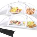 Anpro Mesh Food Cover Set - 2 Extra Large (40in X 24 In) Food Covers for Outdoors Mesh Screen,Pop-Up Mesh Food Covers Tent Umbrella for Outdoors,Reusable Collapsible Food Tents,w/Bottom Cloth