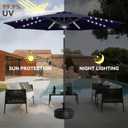 10ft Solar Umbrella Outdoor - Lighted Solar Patio Umbrella with 40 LED Lights Waterproof UV Protection, Table Umbrella with Tilt for Pool, Porch, Garden, Deck, Backyard (Navy Blue)