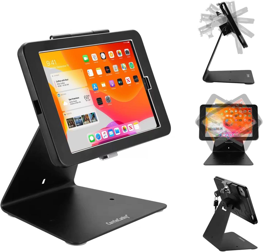 CarrieCathy Desktop Anti-Theft Security Kiosk POS Stand Holder Enclosure for 8.3" 2021 iPad Mini 6, Flip & Rotate
