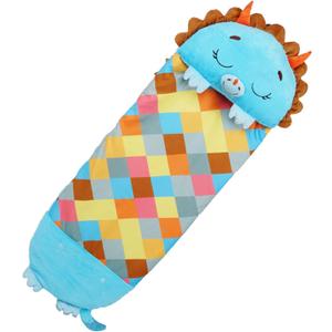 Happy Nappers: Pillow & Sleepy Sack: Large - Blue Triceratratops - 66 x 30, 2-in-1: Plush Animal Opens to Sleeping Bag, Soft Play Character, Kids 3+