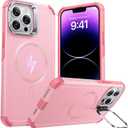 ESR for iPhone 13 Pro Case with Stand, 23 ft Military-Grade Drop Protection Heavy Duty Magnetic Phone Case, Compatible with MagSafe Accessories, Cyber Series, Pink