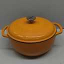 Lodge 6 Quart Enameled Cast Iron Dutch Oven with Lid – Dual Handles – Oven Safe up to 500° F or on Stovetop - Use to Marinate, Cook, Bake, Refrigerate and Serve – Apricot