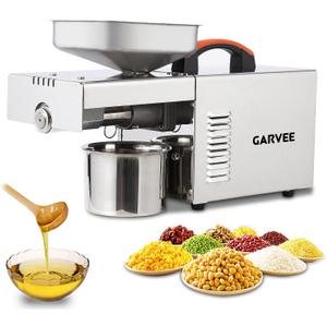 Garvee 900W Oil Press Machine, Automatic Cold& Hot Electric Oil Press Extractor, 340 Food Stainless Steel, Ideal for Pressing Peanut, Sesame Seeds, Walnut, Almond, Pumpkin, Rapeseed