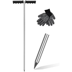Soil Probe Rod,32"-48" Septic Tank Probe Rod,Beseetop Pipe Probe Made of Stainless Steel with Insulated T Handle Heavy Duty Perfect for Locating Septic Tank Underground Pipe Gravel Gopher Runs