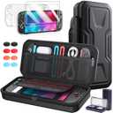FYOUNG All in One Accessories Case Bundle for Nintendo Switch 2 2025, Portable Carrying Case & Clear Hard Cover Shell, 2 Screen Protector, 8 Thump Grips, Game Card Slots, for Travel & Storage