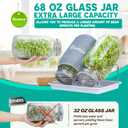 [LARGE SIZE] 2000ml(68oz) Seed Sprouting Mason Jar Kit with Stand,Drain Tray, Screen Lids,Blackout Sleeves,Good Ventilation & Drainage Capacity,Growing Fresh Organic Mung Beans,Broccoli & Microgreens